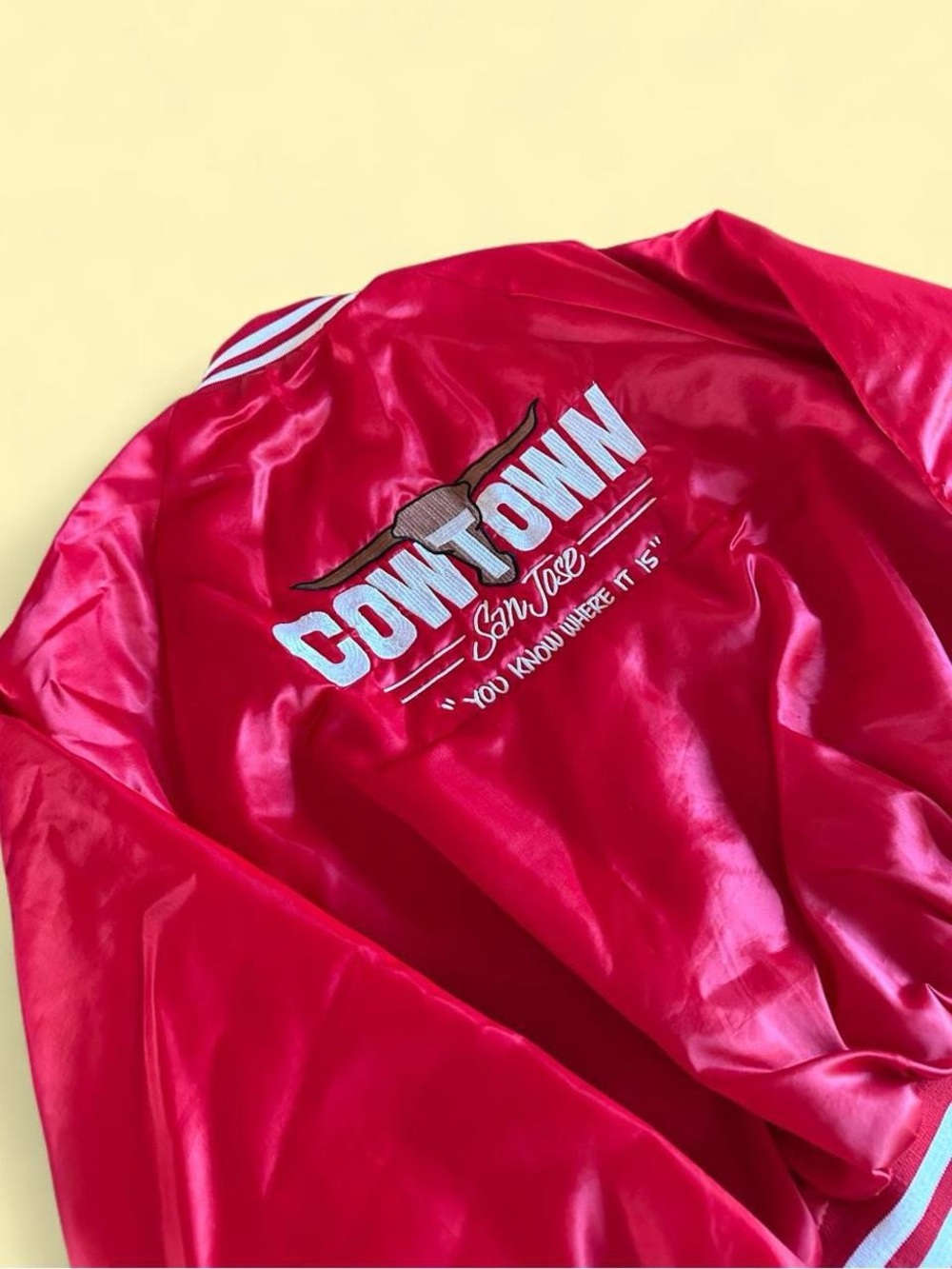 Vintage King Louie Cowboy Town Satin Varsity Jacket Red Men’s M USA